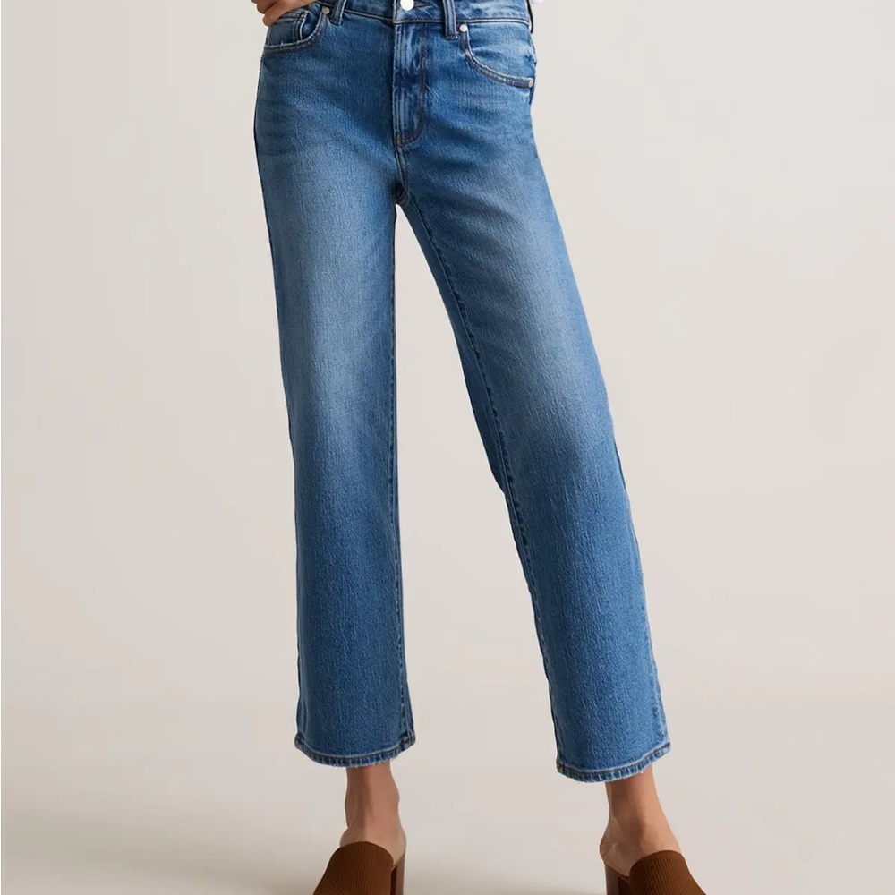 Quince Bella Cropped Women's Straight Leg Jeans in Atlantic Blue